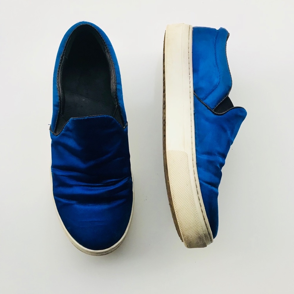 Celine Royal Blue Satin Sneakers - Picture 3 of 7